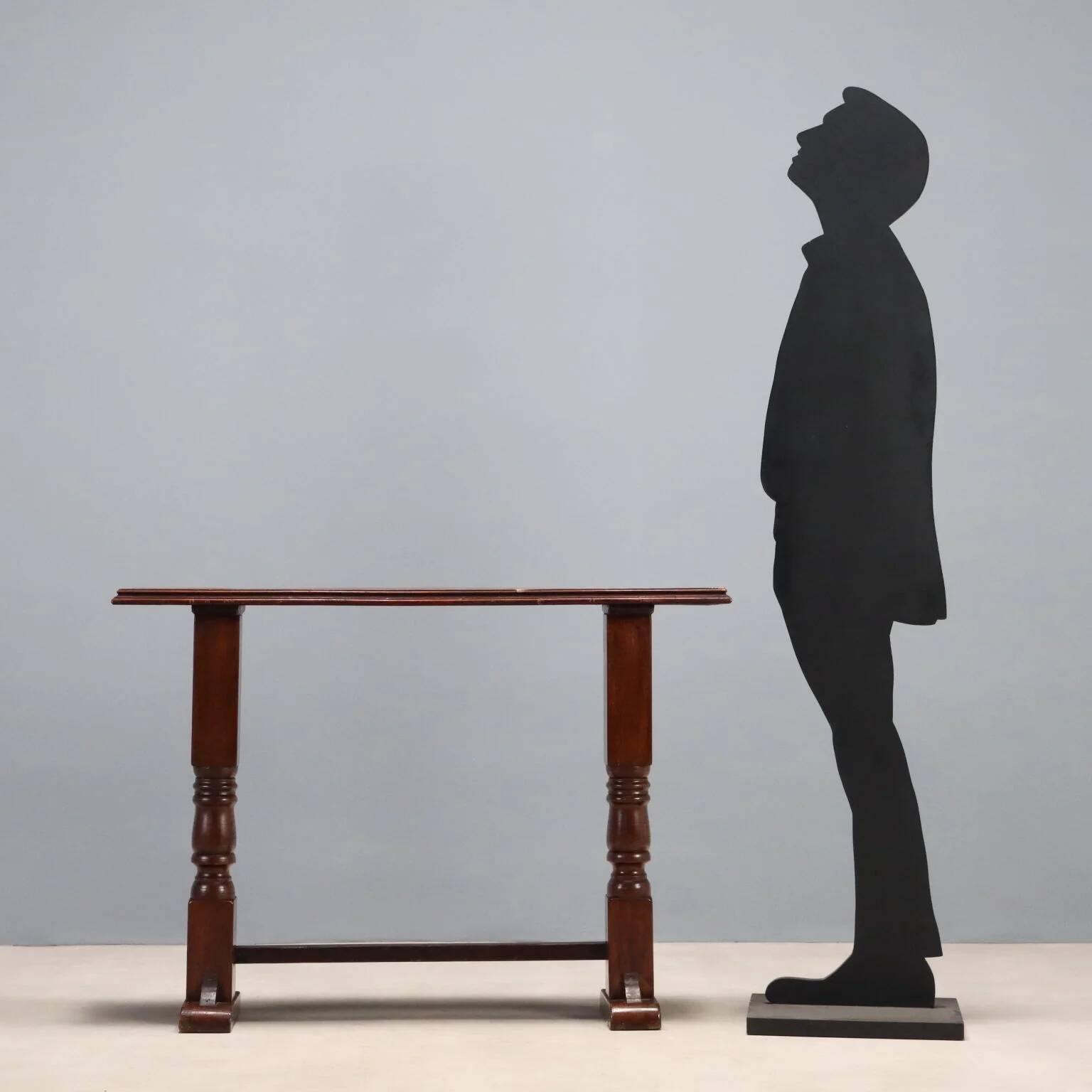 Antique console in stained oak and walnut, Italy, early 20th century.