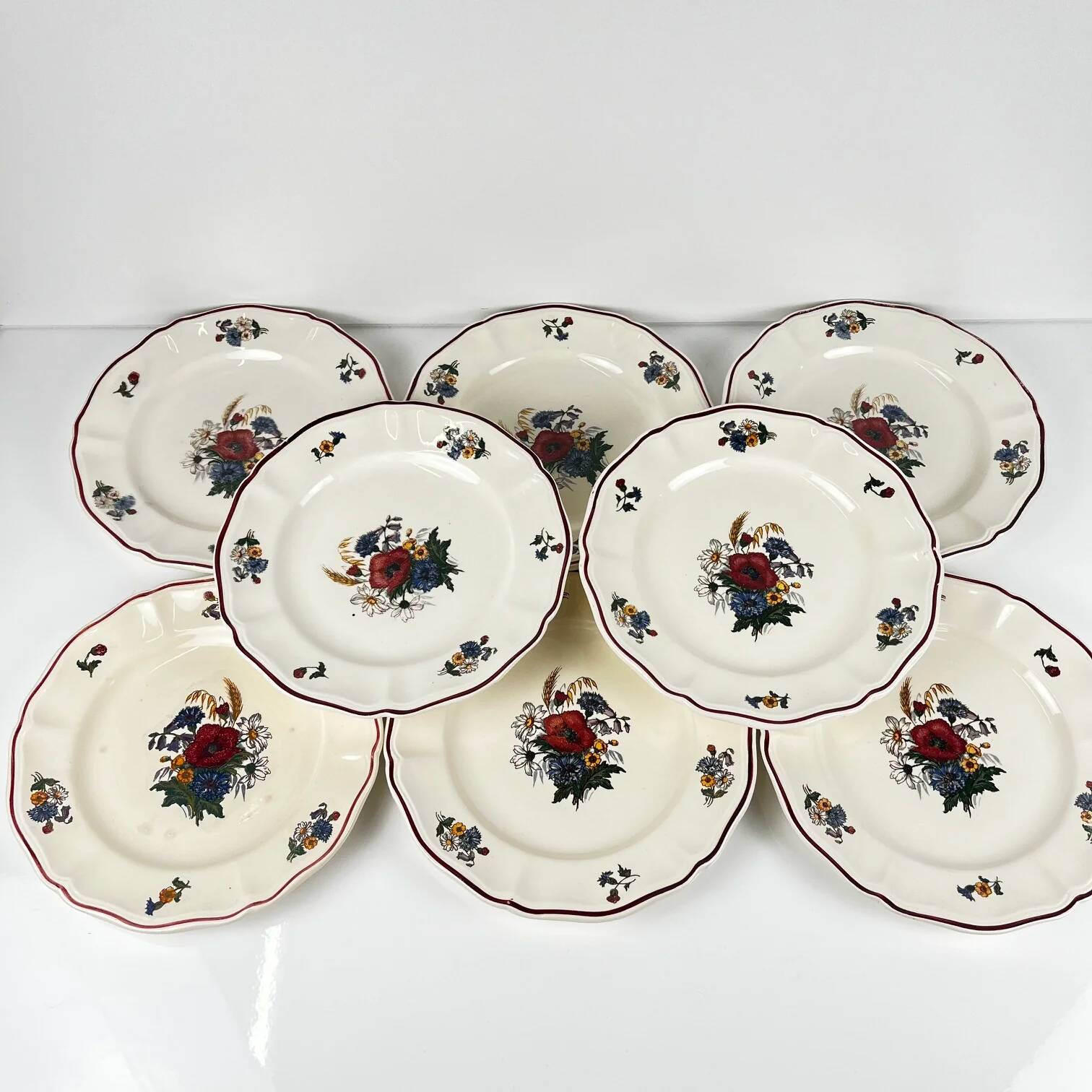 Set of 8 dessert plates "Agreste" Sarreguemines, 20th century
