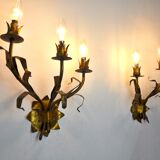 Pair of floral wall lamps Italy, 1950