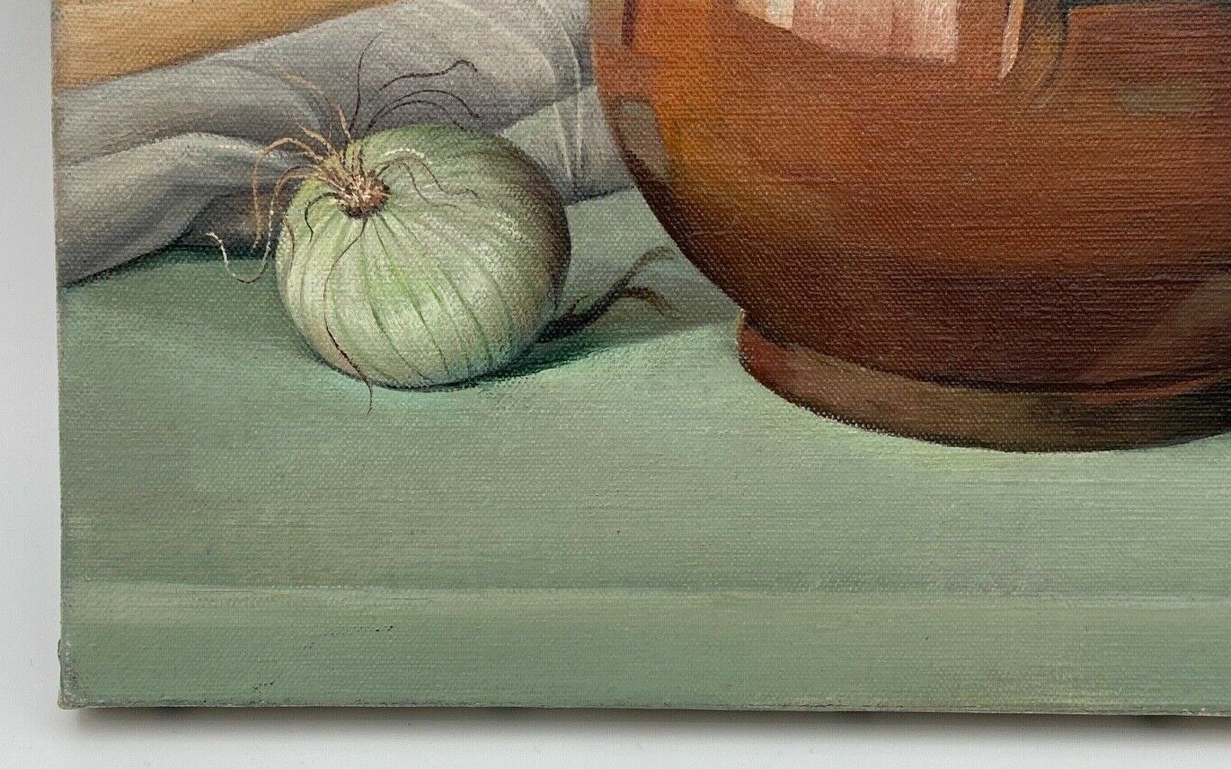 Huile sur toile par Charlène le Perron l'ecuelle jaune nature morte