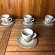 Series of 4 longchamp cups gray brown ceramic flower decor france vintage #a511