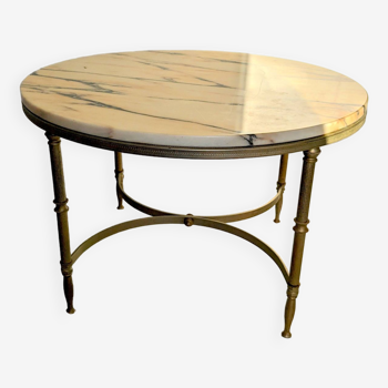 Round brass and marble coffee table