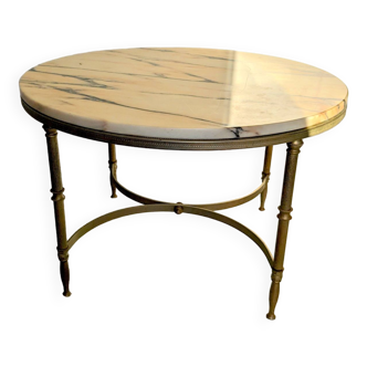 Round brass and marble coffee table