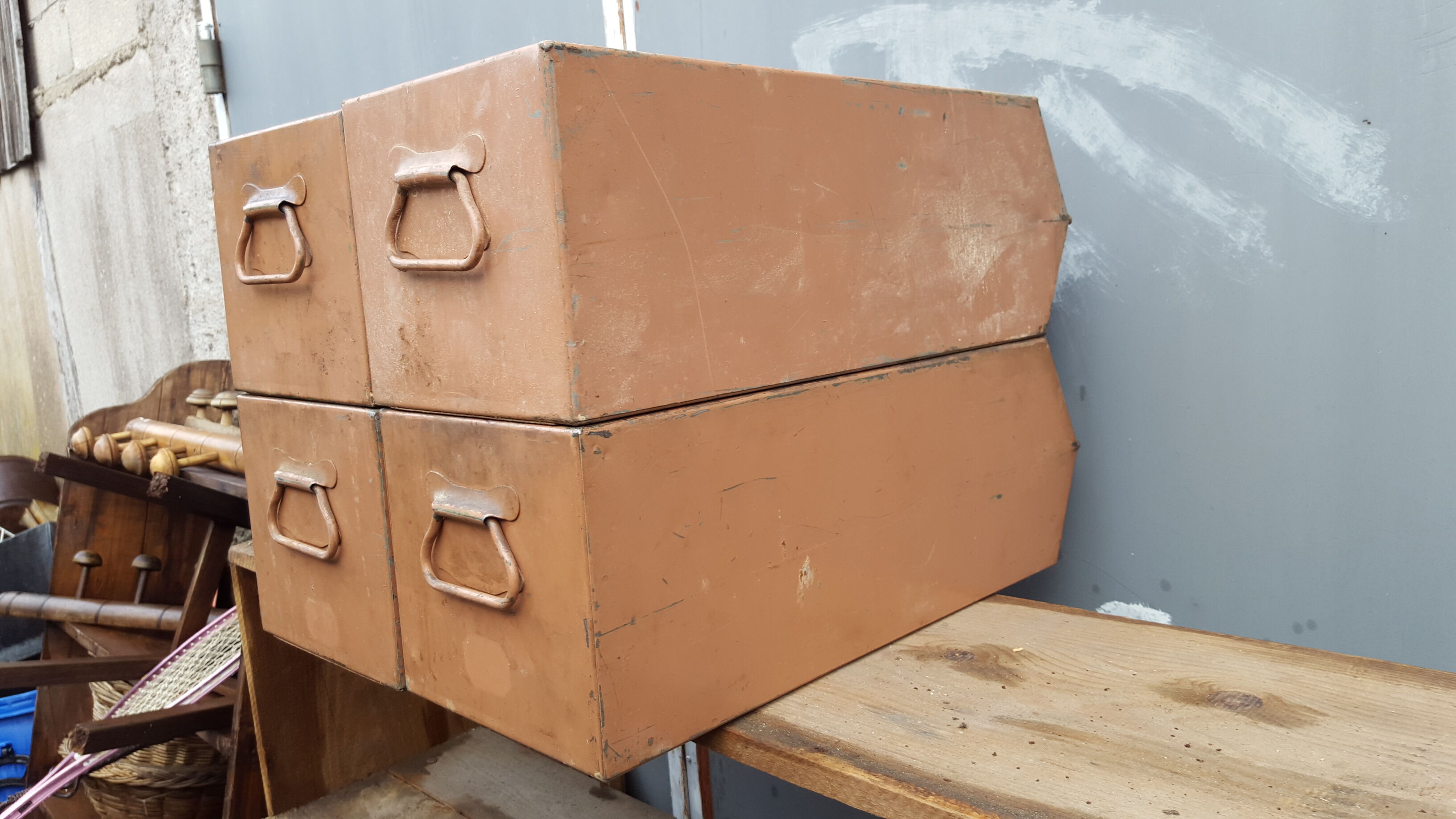 Set of 4 industrial metal lockers