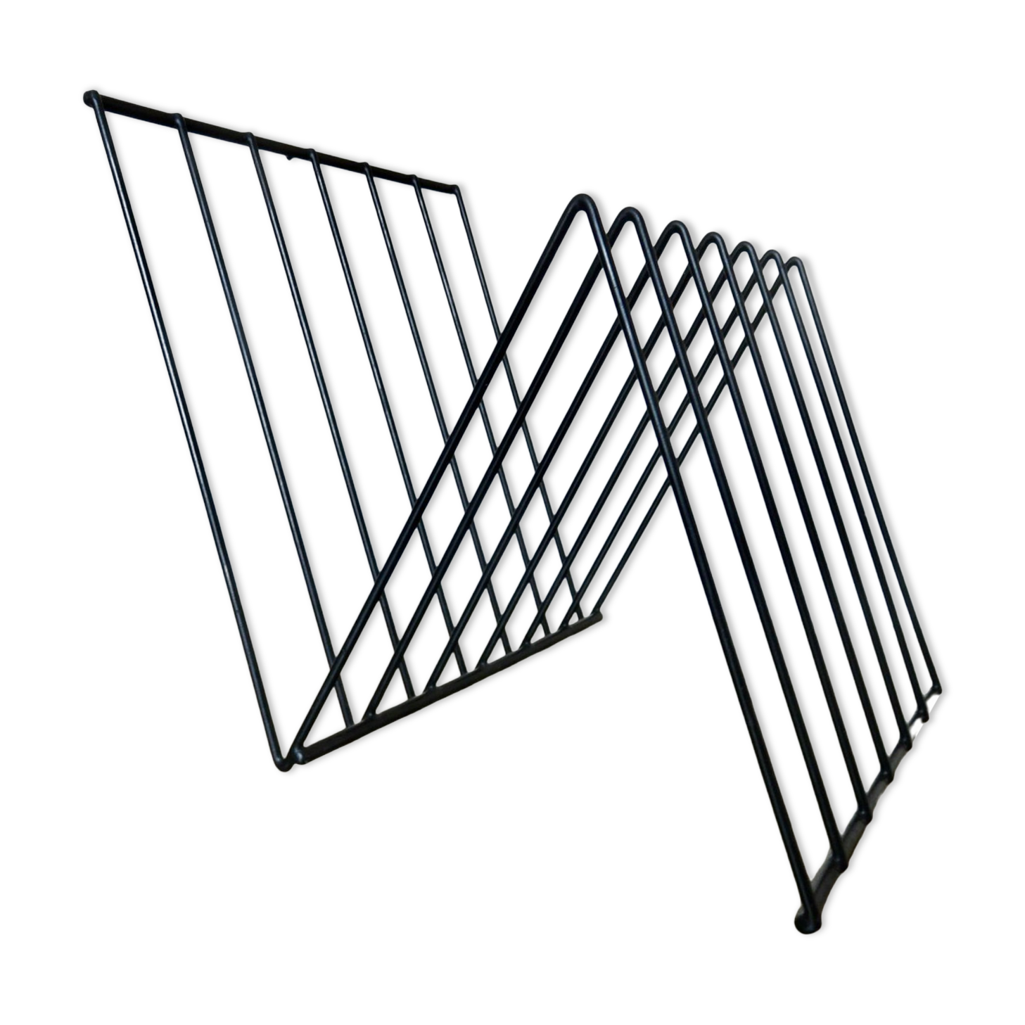 Z magazine holder in black lacquered metal 70s