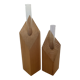 Pair of diamond-shaped wooden Scandinavian test tube vases.