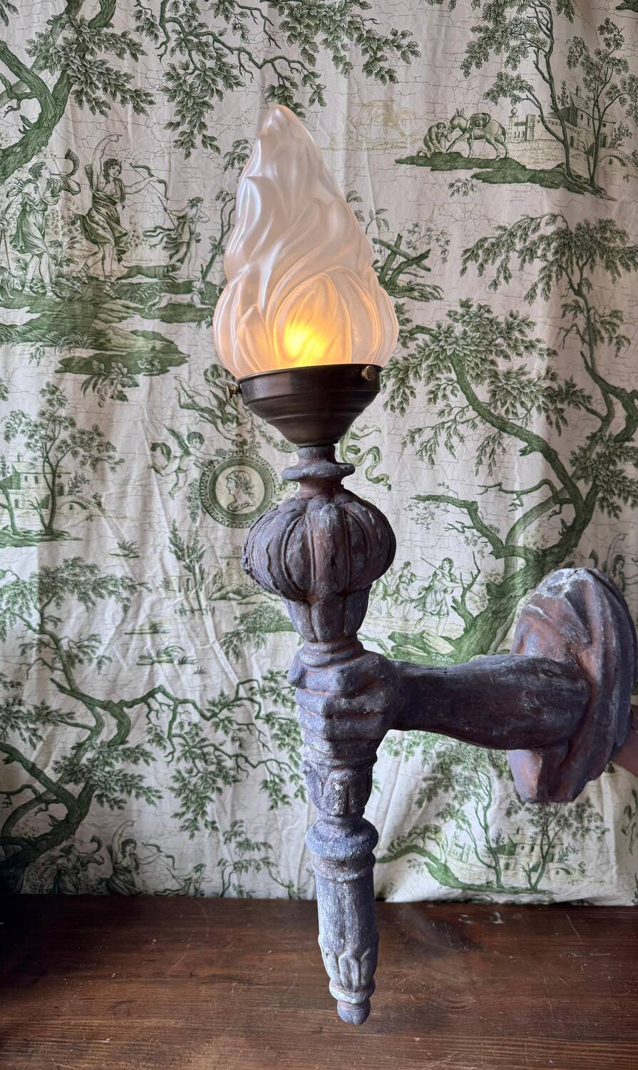 Rare and imposing wall light, torchiere mid-20th century
