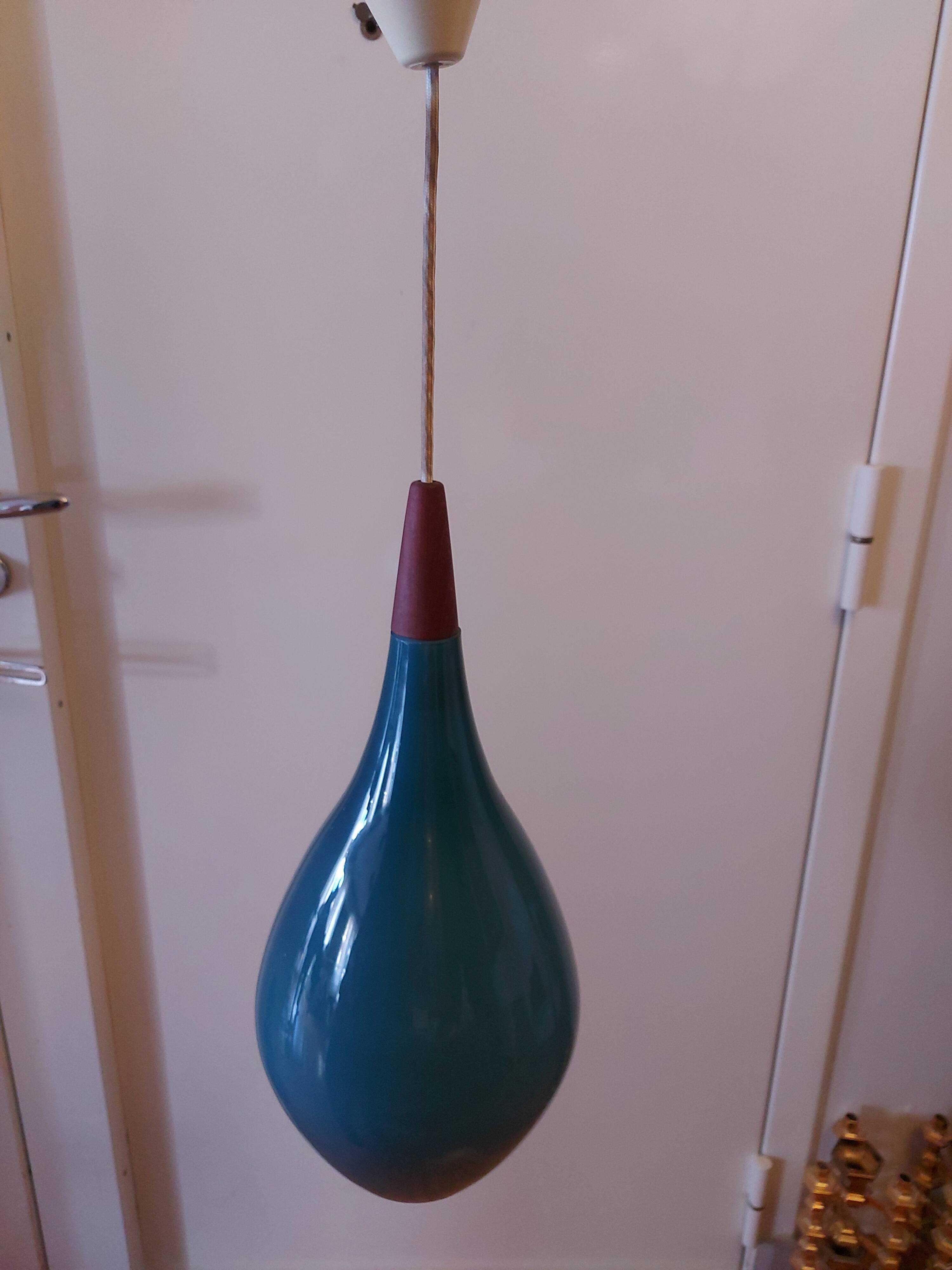 Scandinavian glass pendant light Holmegaard 50, 60's