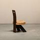 Fireplace Stool in Oak and Straw, France 1950s