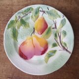 Old dessert plate in barbotine, St Clément factory