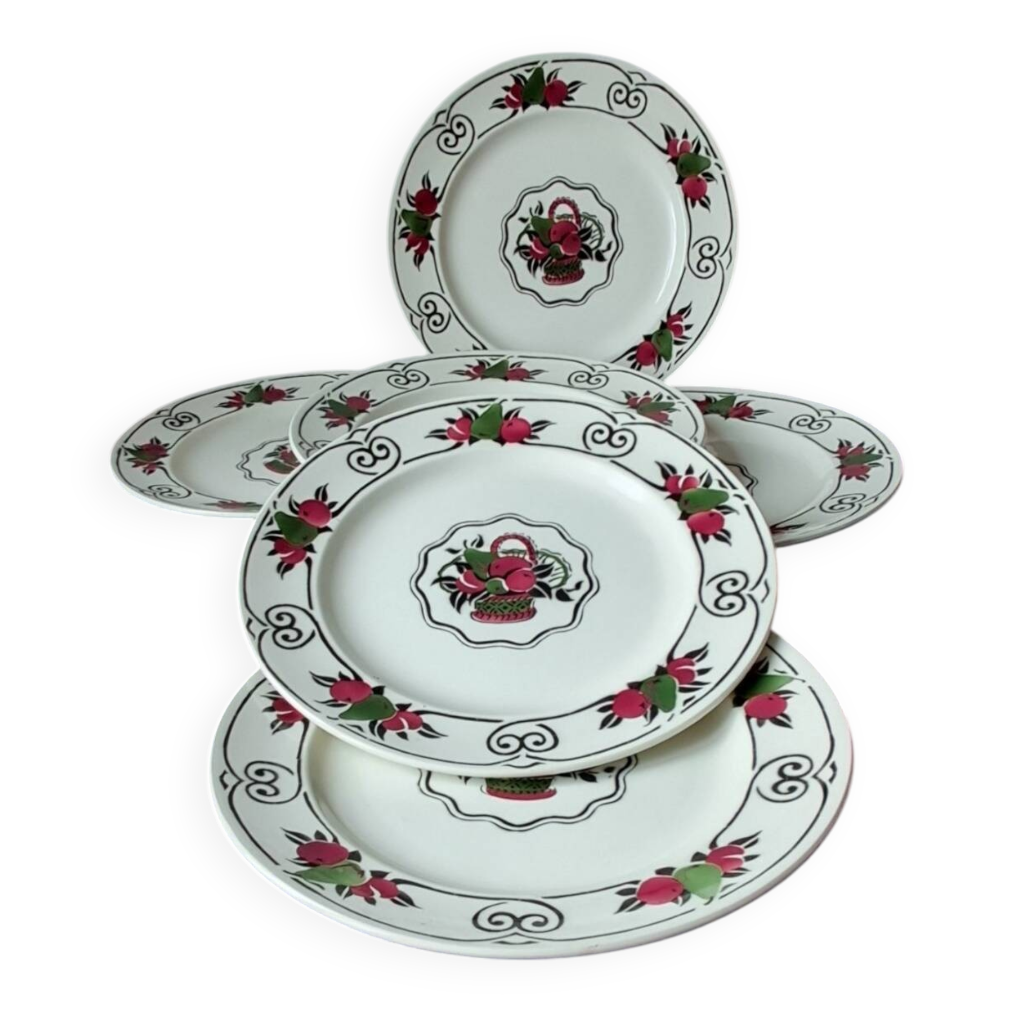 6 flat plates Boch Frères La Louvière. Melba