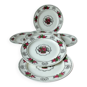 6 flat plates Boch Frères La Louvière. Melba