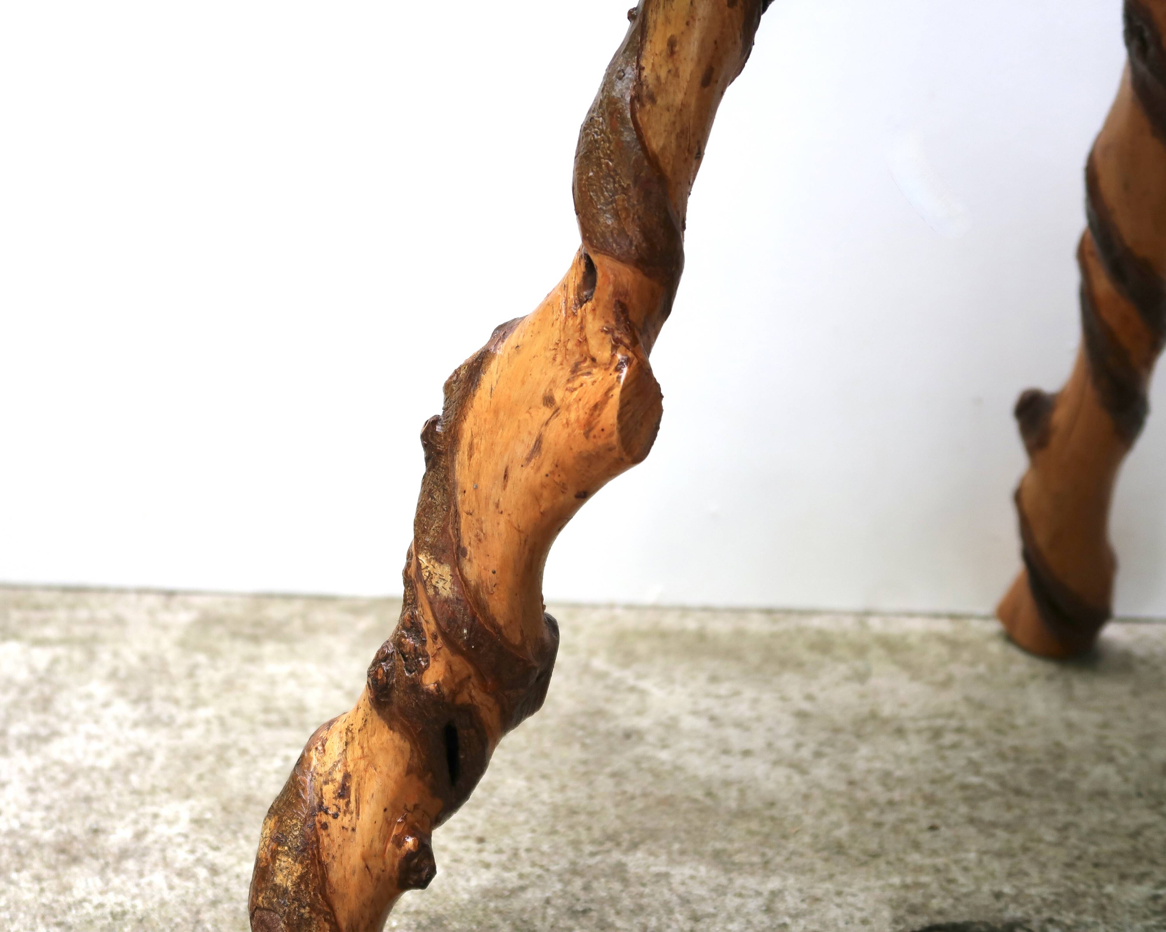 Brutalist tripod wooden side table, 1950s