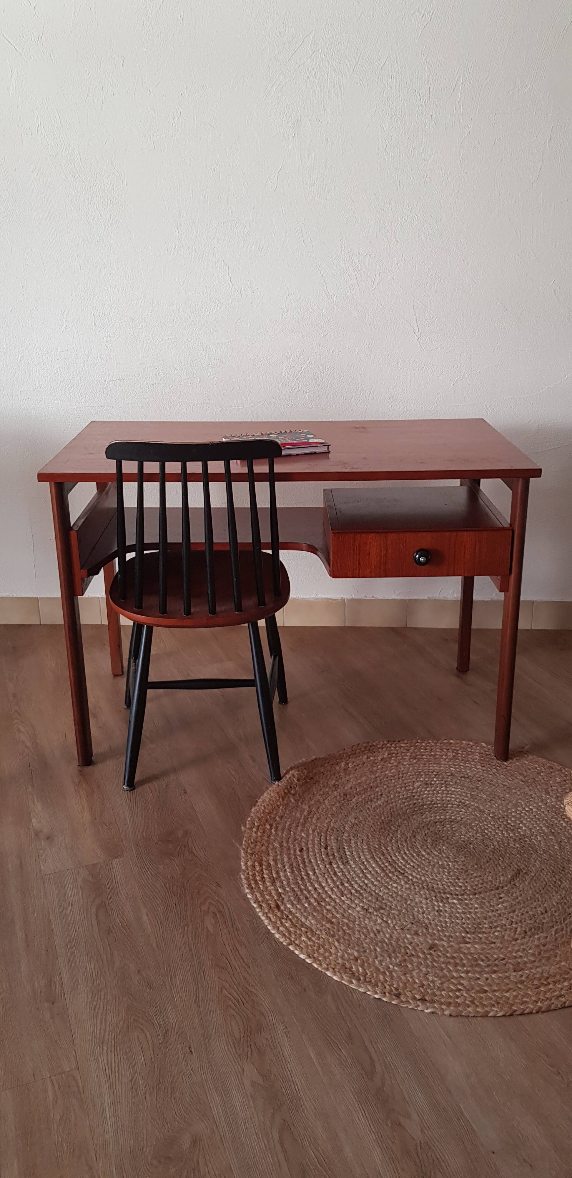 Bureau double face en teck vintage