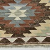 3x10 Cream & Brown Vintage Kilim Runner Rug, 81x306Cm