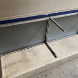 Florence Knoll bench for Knoll Studio blue fabric.