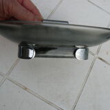 Chrome metal soap holder and smoked glass bathroom accessory