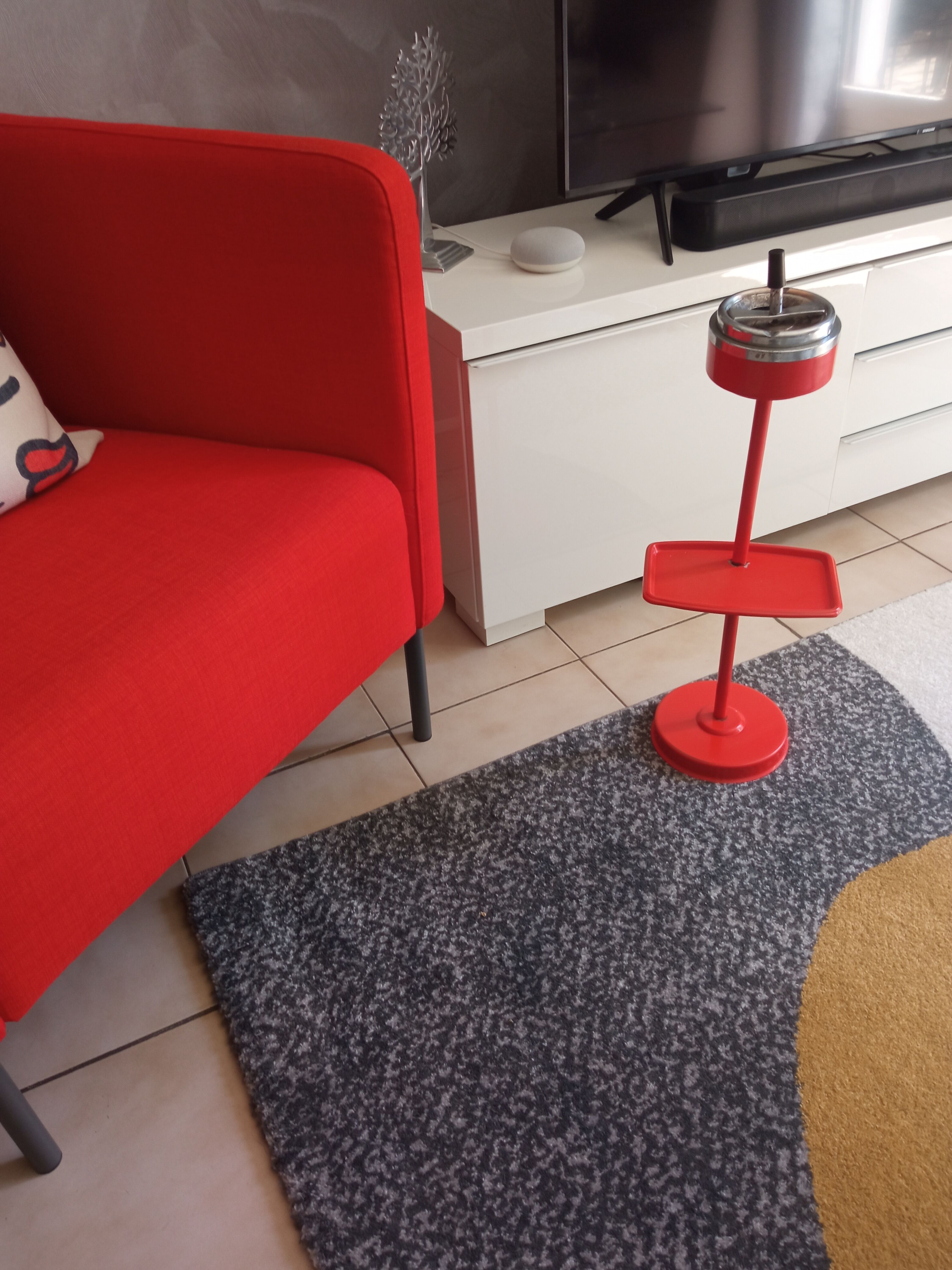 Cendrier sur pied vintage orange
