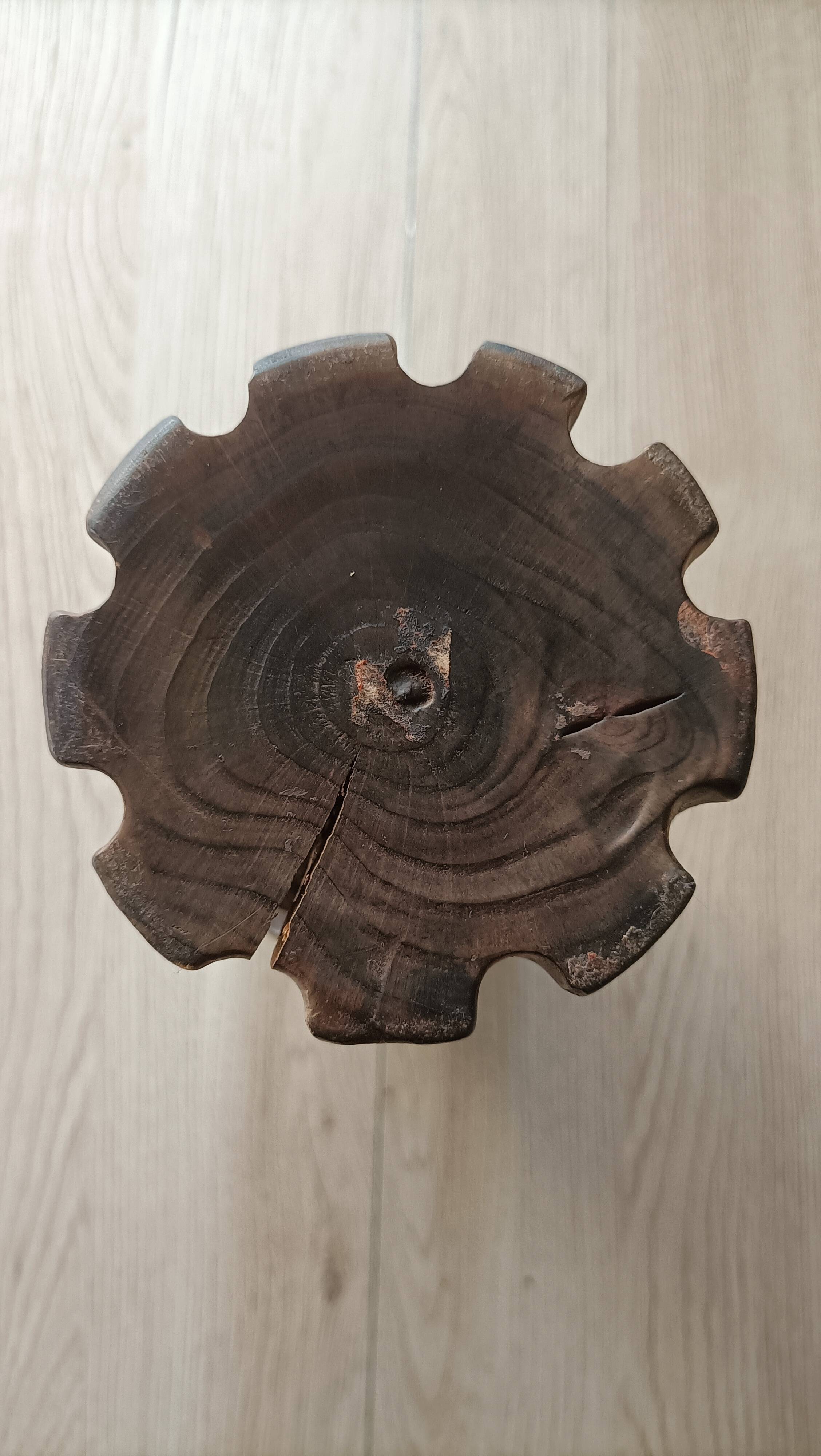 Hand-carved solid wood candle holder