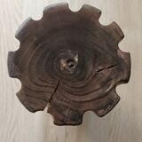 Hand-carved solid wood candle holder