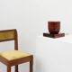 Lampe Art déco sculpturale en bois avec éclairage sur base carrée, vers 1920
