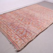 Pink Vintage Moroccan Rug 205 x 303 cm, Berber Wool Rug, Berber Boho Rug