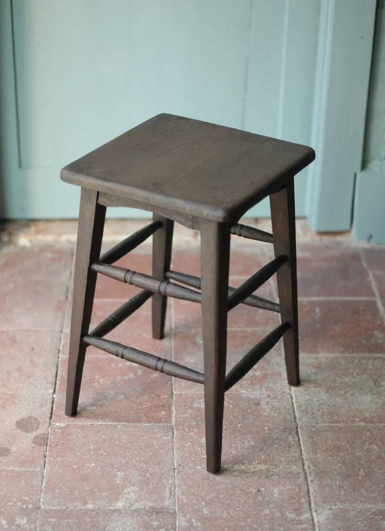 Vintage French stool from the 1940s, wooden stool, extra seat, stool.