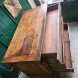 Commode à crosse 4 tiroirs en noyer,  XIXème siècle