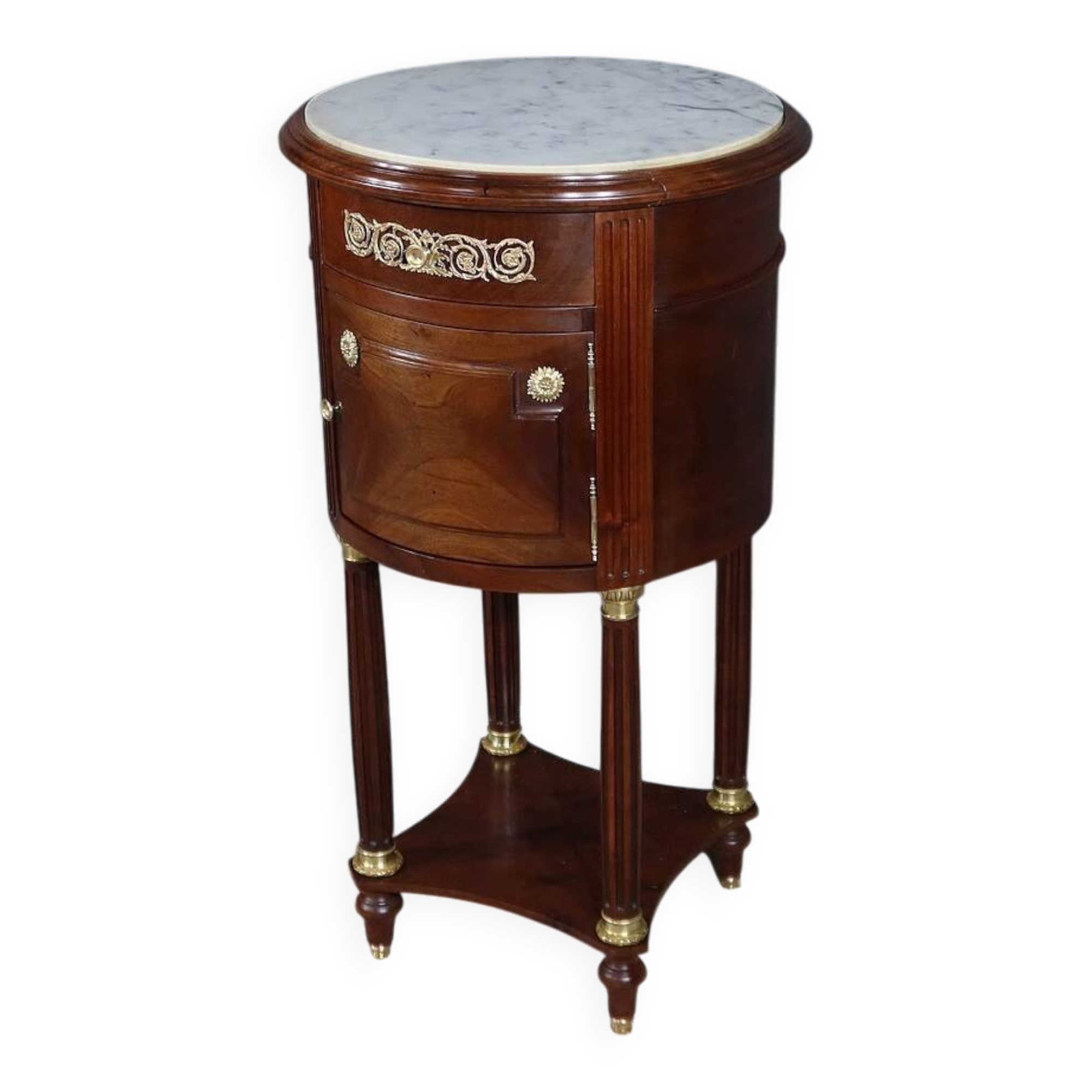 Small Tambour Table in Mahogany, Louis XVI style – Late 19th century