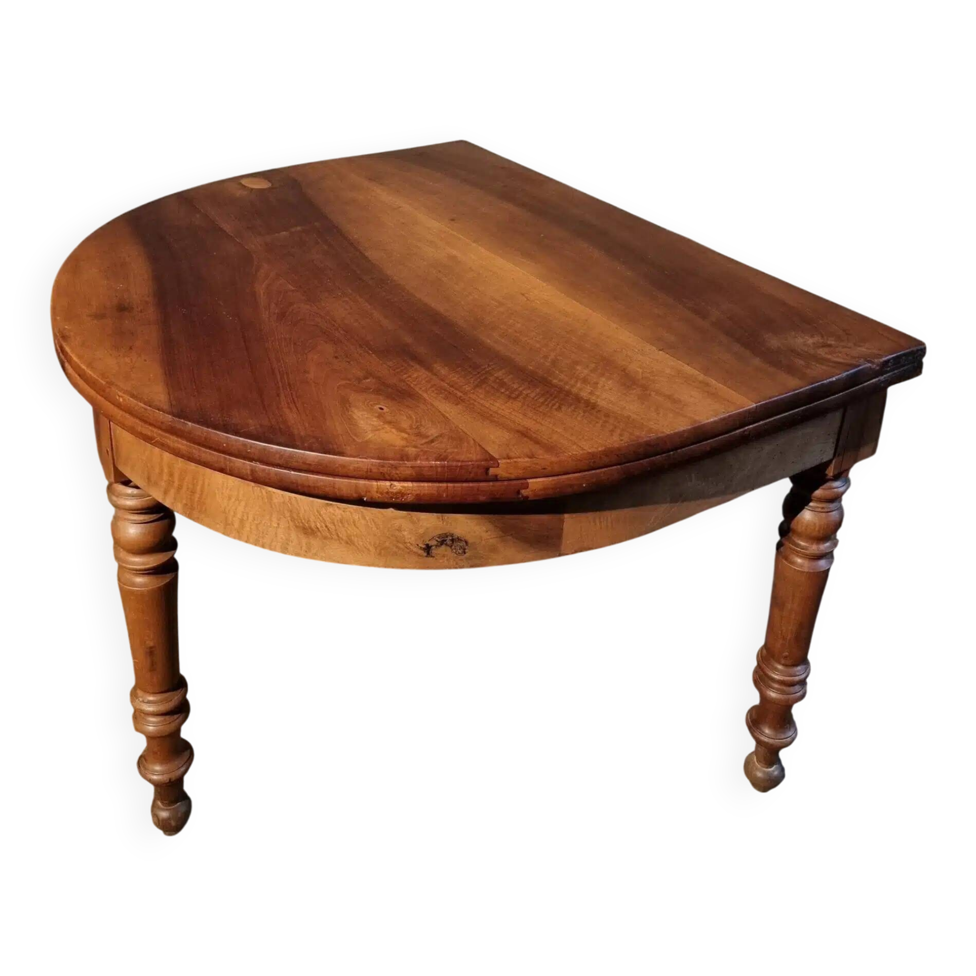 Antique folding demi-lune table, dining table, console.