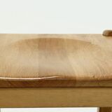 Solid Blonde Oak Cubic Stool with Carved Seat, 1970s