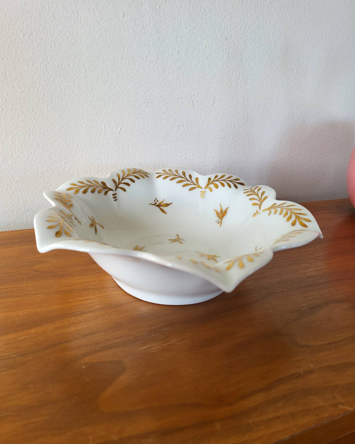 White and Gold Limoges Porcelain Bowl