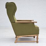 1970s, Danish highback armchair, wool, oak