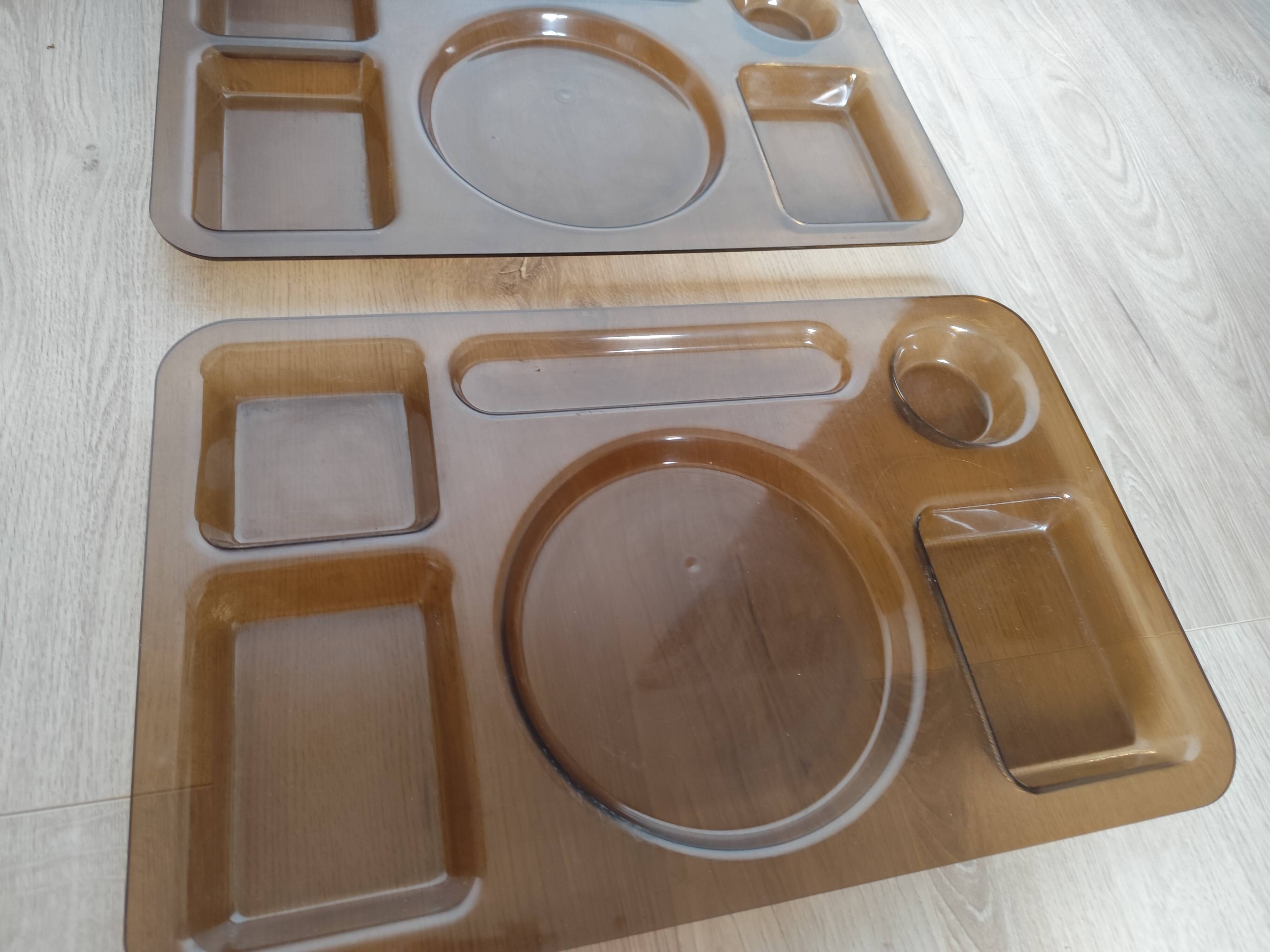 Set of vintage brown plexiglass TV trays from Italy, designed by Guzzini