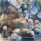 Large Abstractionism Landscape Oil Painting Signed Per Olof Netterblad, 1976