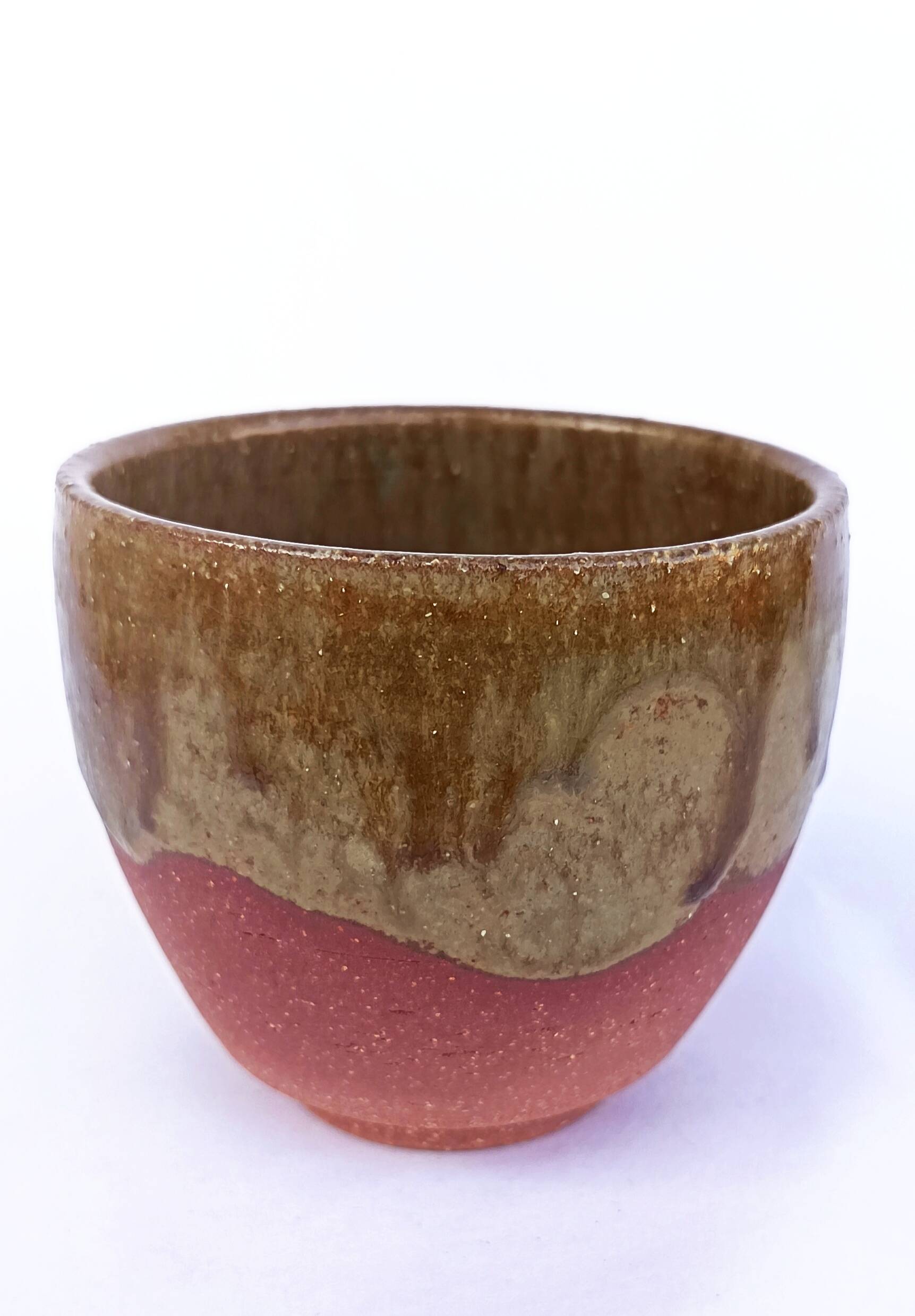 Two-tone brown and terracotta stoneware bowl Puisaye