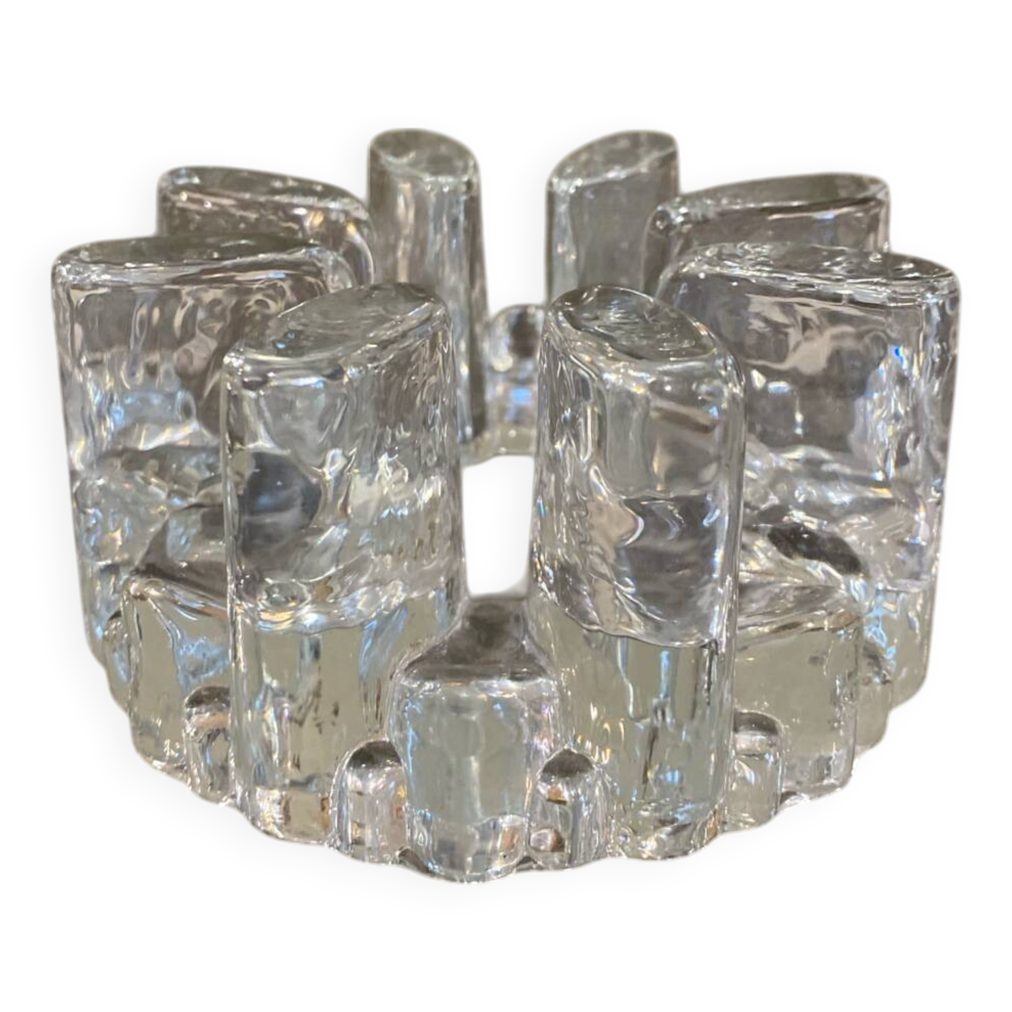 Designer candle holder in thick glass