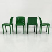 Set of 4 green Selene chairs by Vico Magistretti for Artemide, 1970.