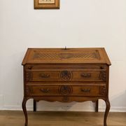 Carved oak secretary