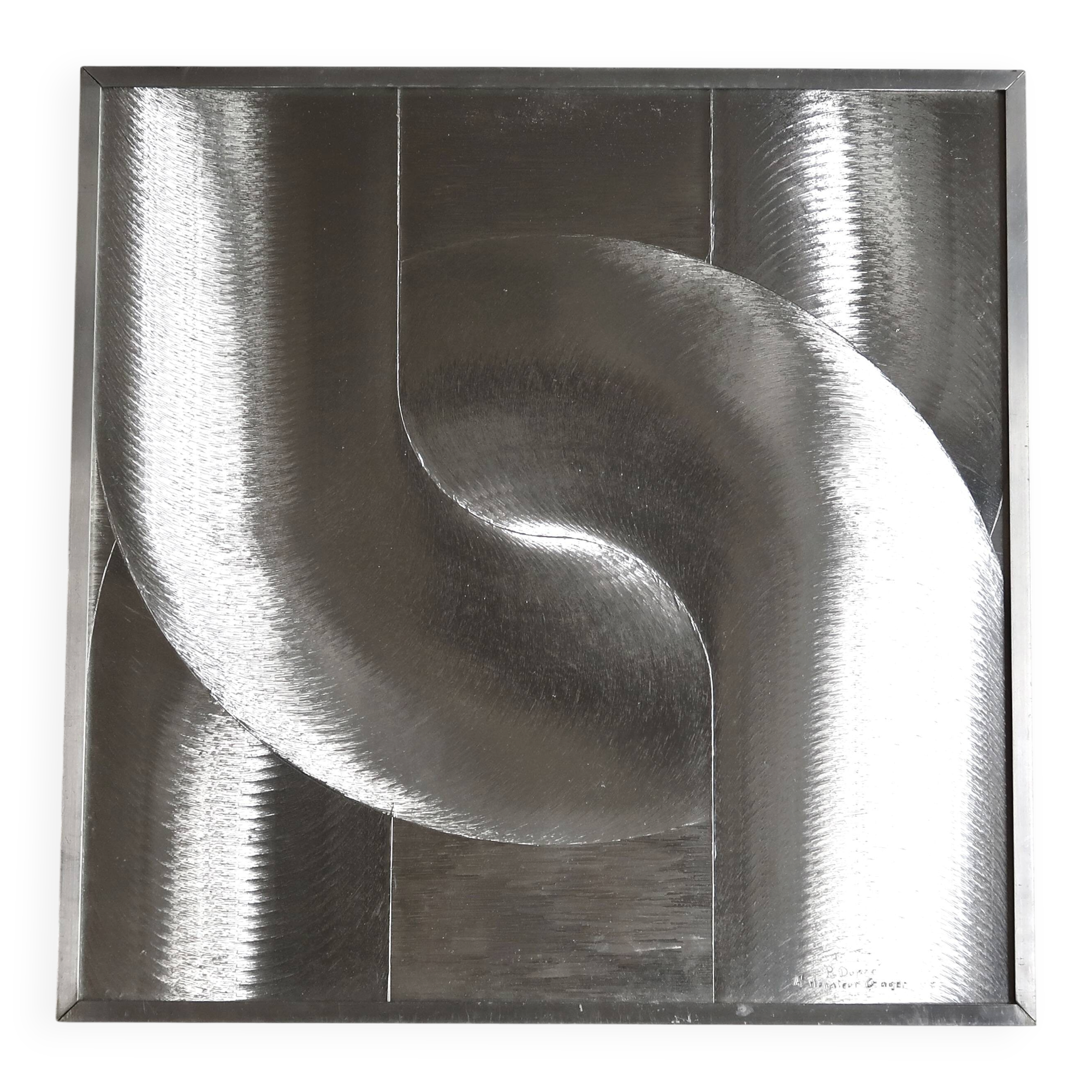 Tableau link of chain kinetic optical art signed by Patrick Dupré