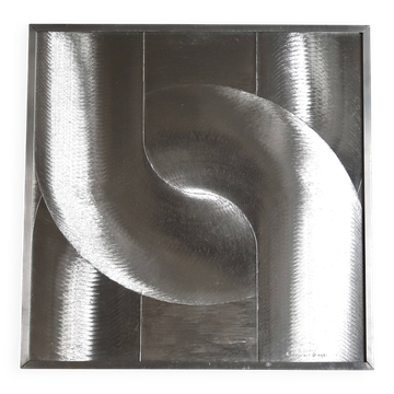 Tableau link of chain kinetic optical art signed by Patrick Dupré