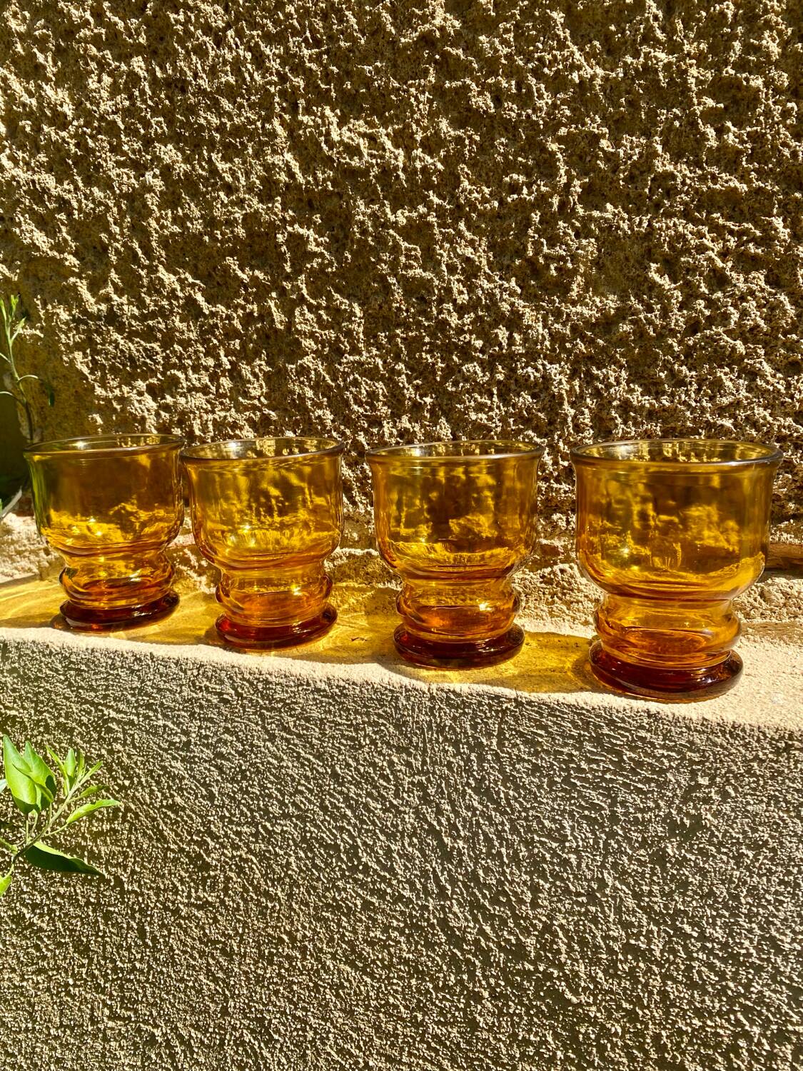 4 verres ambrés Pernod vintage