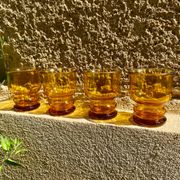 4 vintage Pernod amber glasses