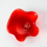 Large red blown glass vase, Japanese KURATA, 1970s, Made in Japan