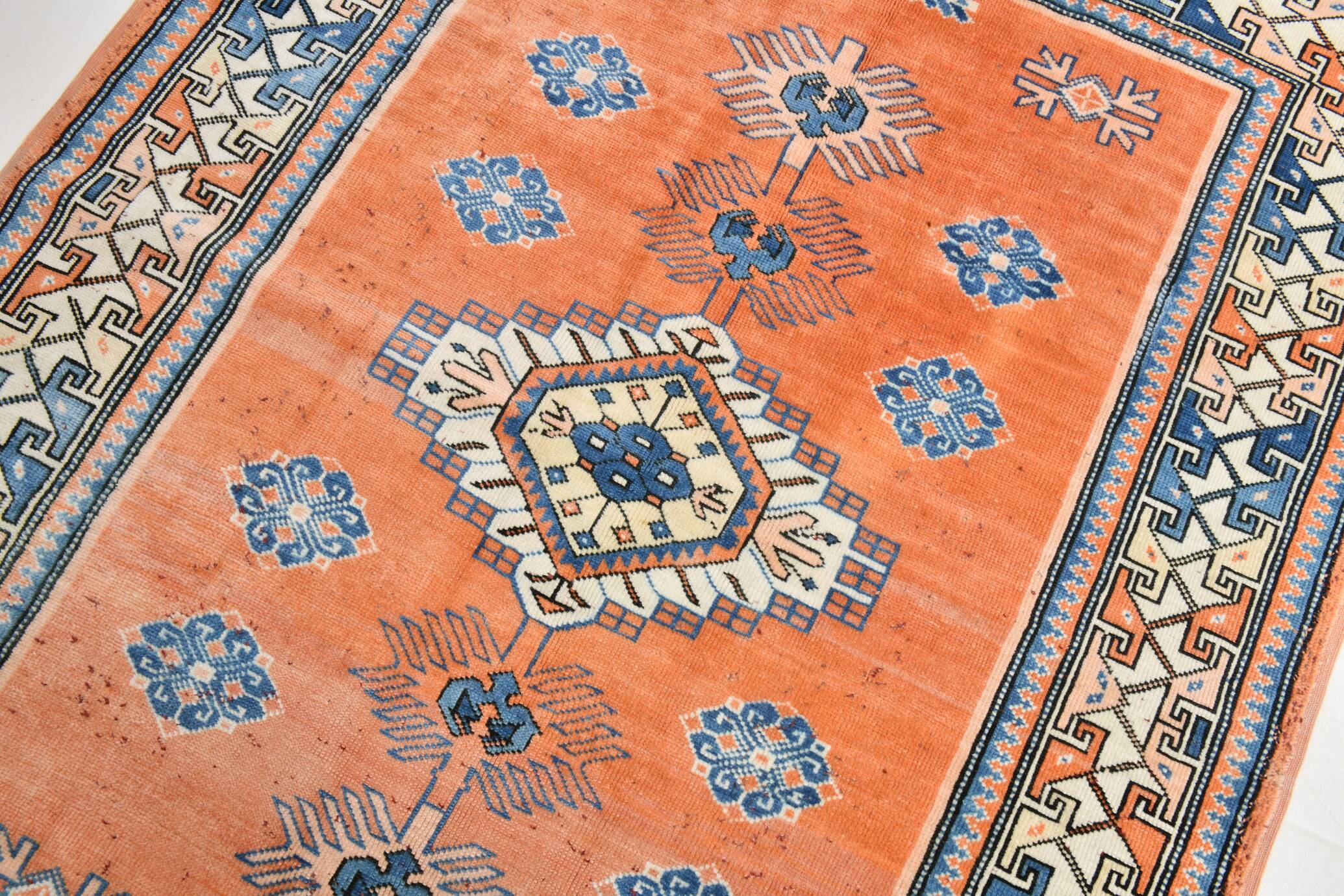5x7 Orange & Blue Classic Vintage Rug, 154x203Cm
