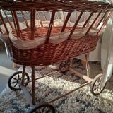 Vintage rattan cradle for dolls