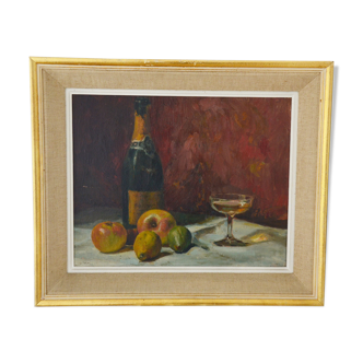 Peinture nature morte huile sur panneau signée Charles Jaffeux 1924