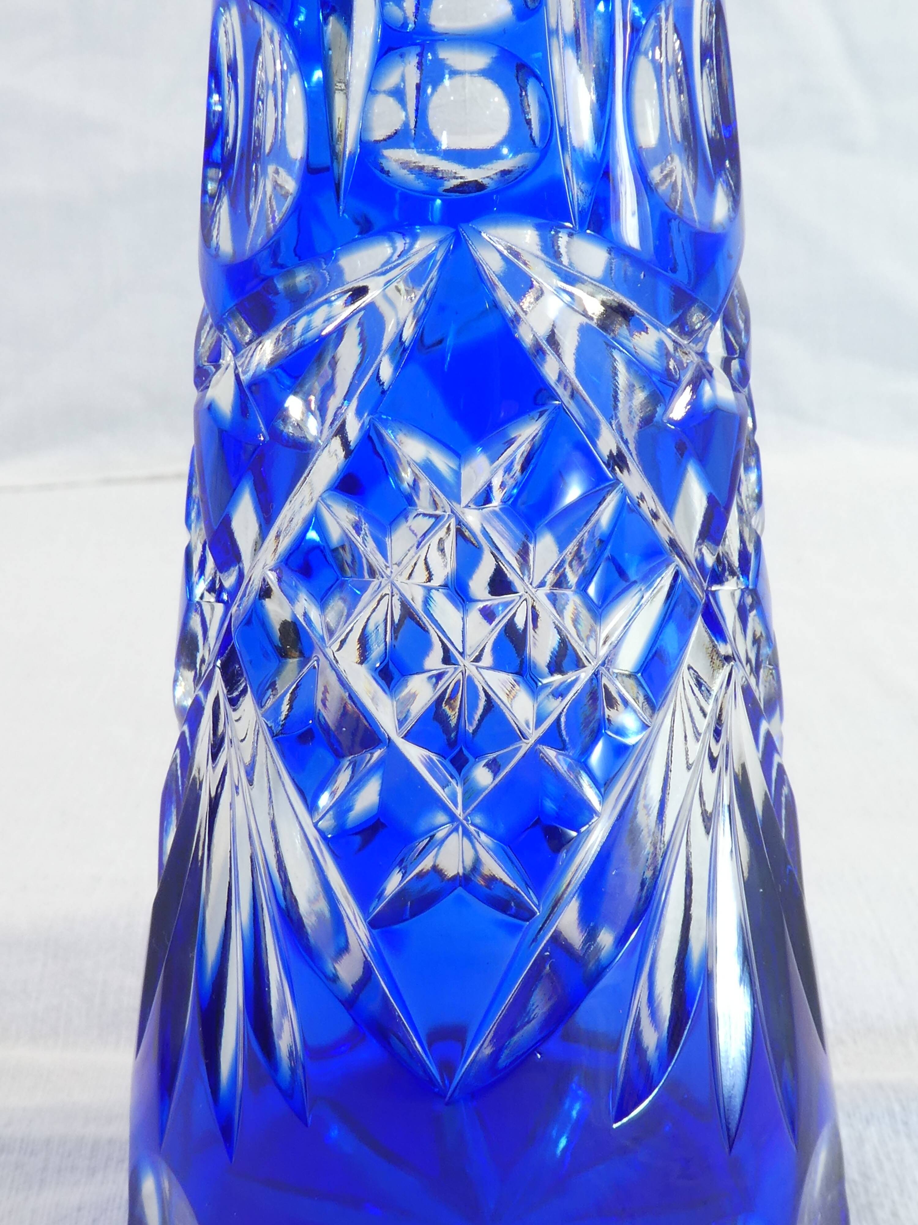 Crystal blue crystal vase from