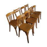 Série 8 chaises Baumann hêtre clair 1950