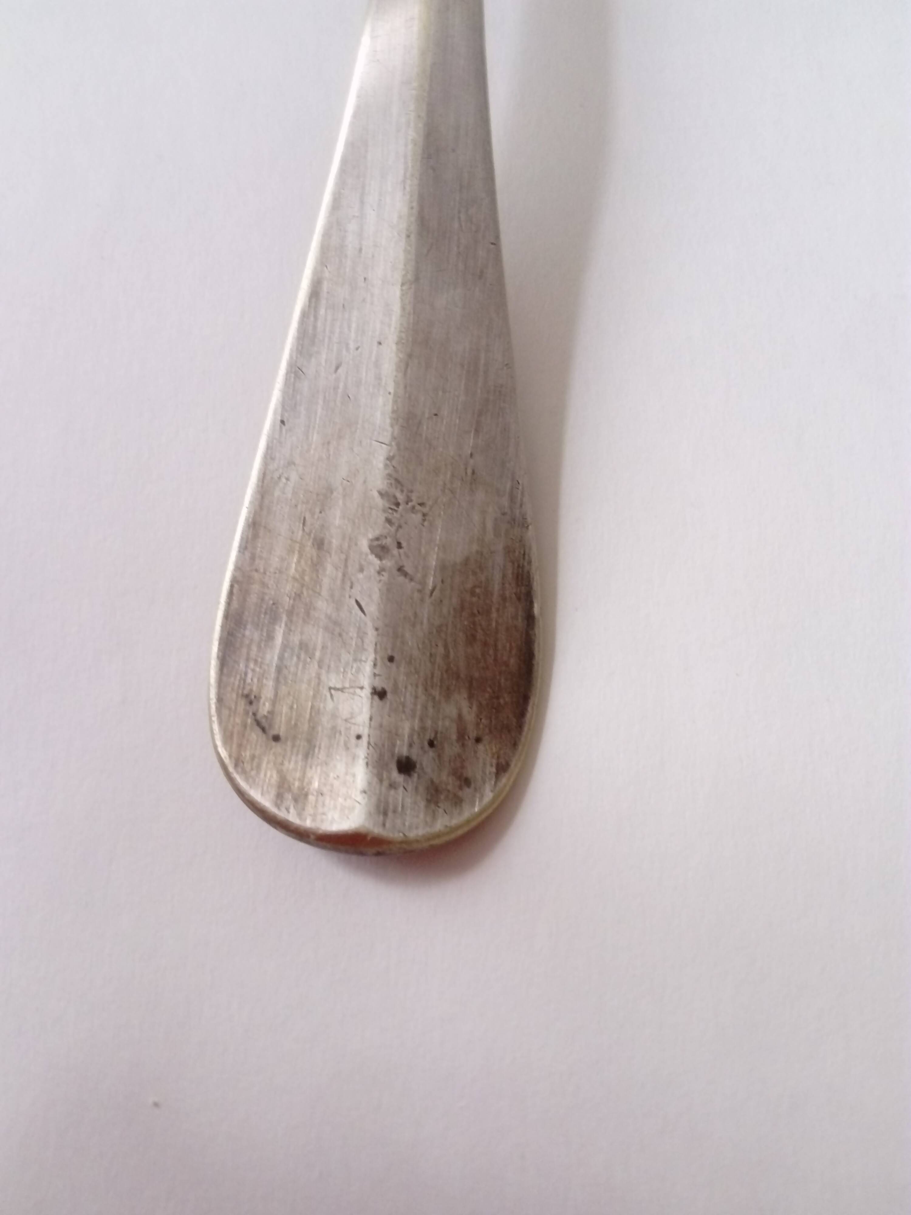 silver-plated metal ladle monogrammed PT orfevrerie L.Auzolle